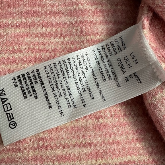 Anthropologie Cherie Puff Sleeve Sweater Medium Red pink cozy v-neck soft boho - Picture 10 of 14